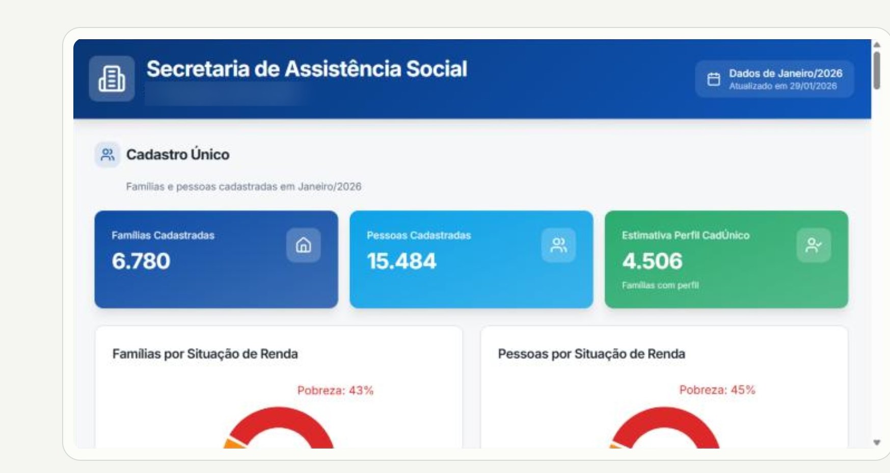 Tela: Cadastro Único · Assistência Social